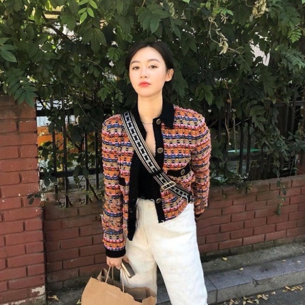 Zara Blogger Limited Edition Textured Tweed Multi Color Jacket